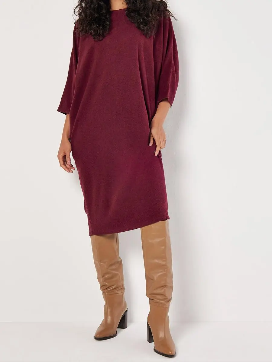 Ribbed Knit Cocoon Midi Dress