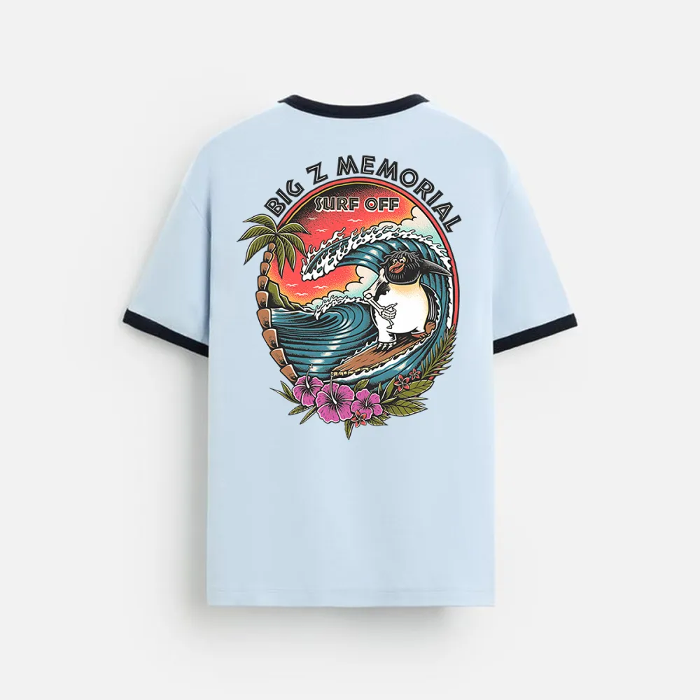 Beach Surfing Printed Color-Matching T-Shirt
