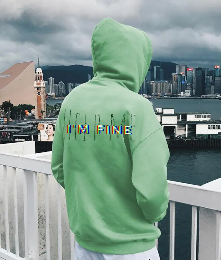 Help Me I'm Fine Print Fun Monogram Hoodie