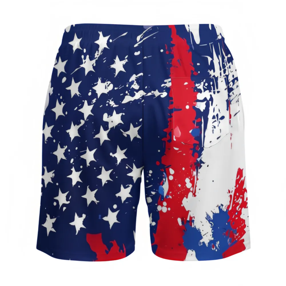 American Flag Splash Art Sports Board Shorts