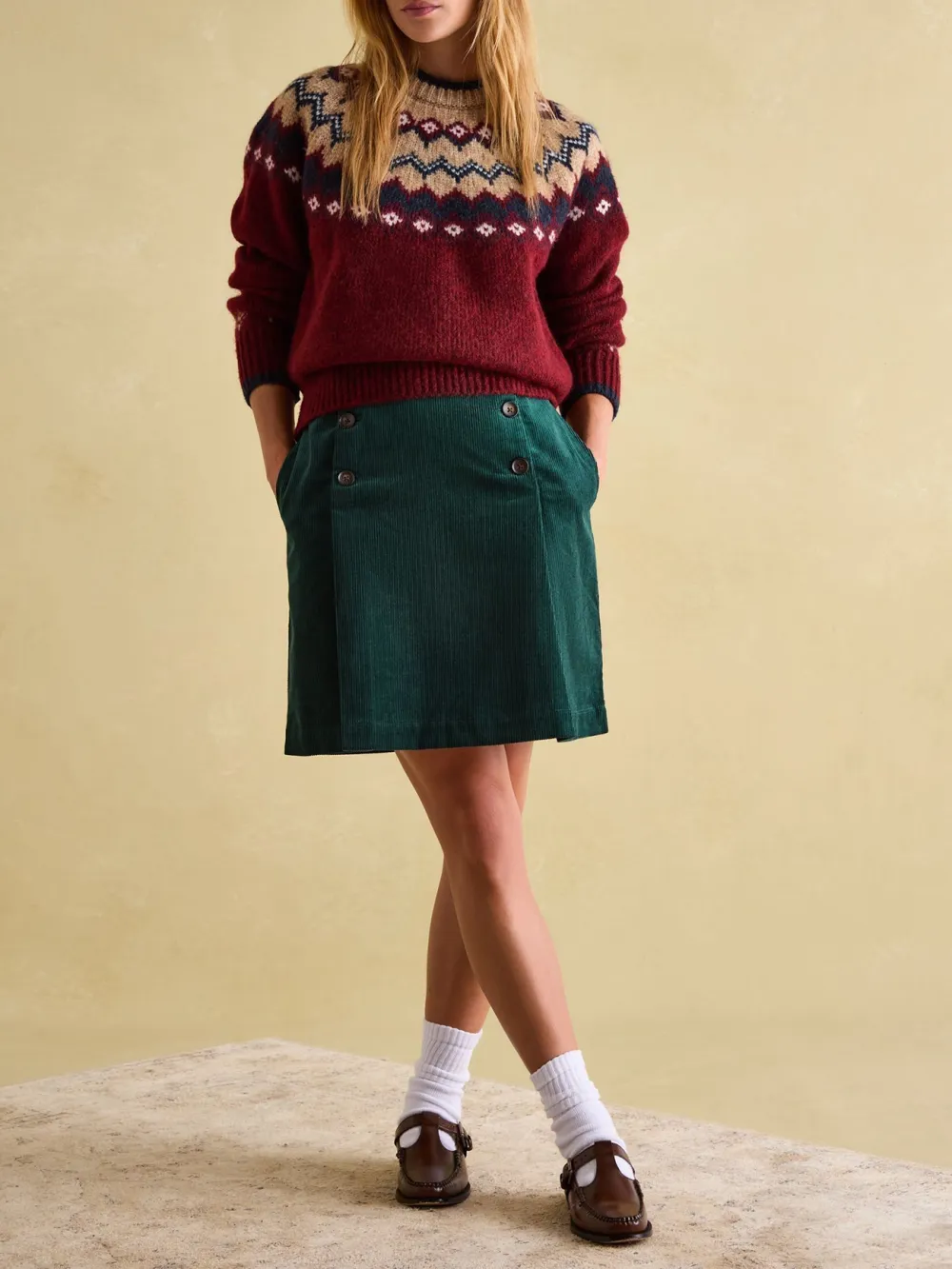 Lowry Navy/Camel Fairisle Pattern Jumper