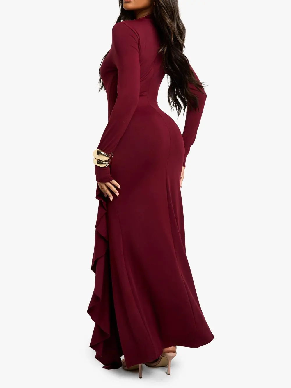 ASYMMETRIC LONG SLEEVE MAXI DRESS