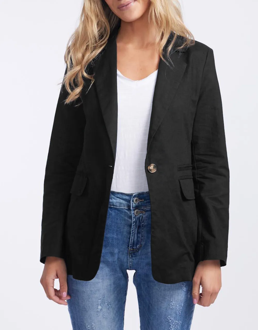 Portofino Linen Blazer - Black