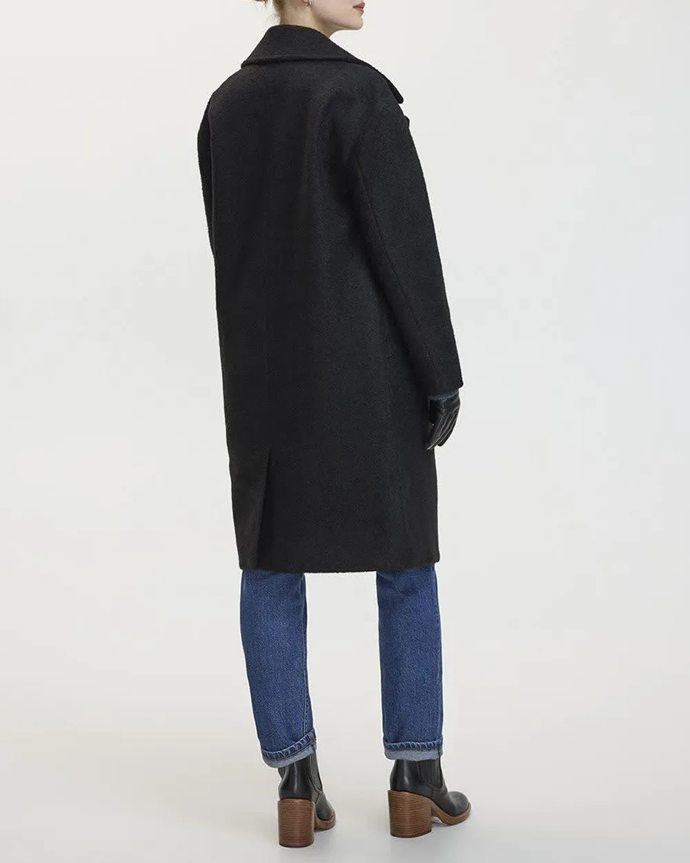 Oversized Boucle Coat with Three-Button Closure