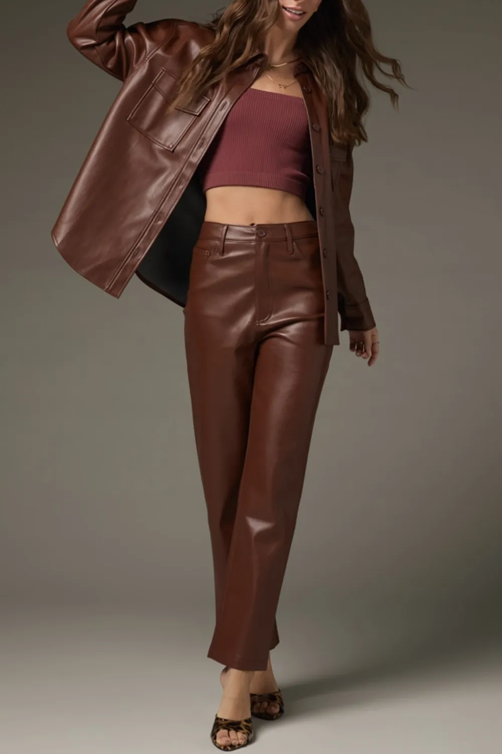 Karla Vegan Leather Straight Leg Pants