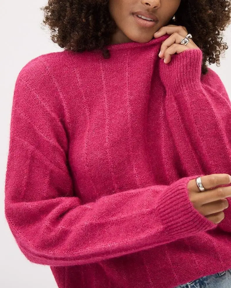 Long-Sleeve Crew-Neck Alpaca-Blend Sweater