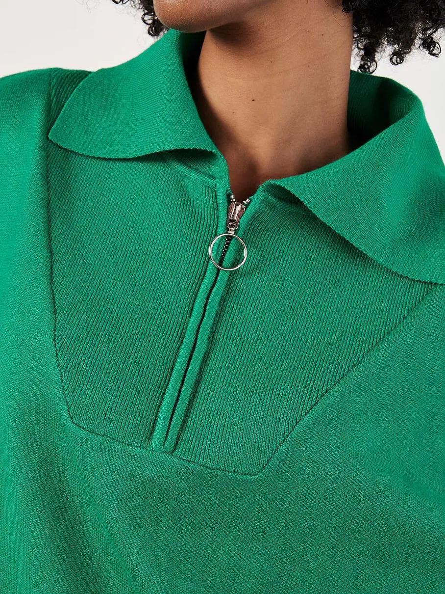 Cropped Zip Neck Sweatshirt