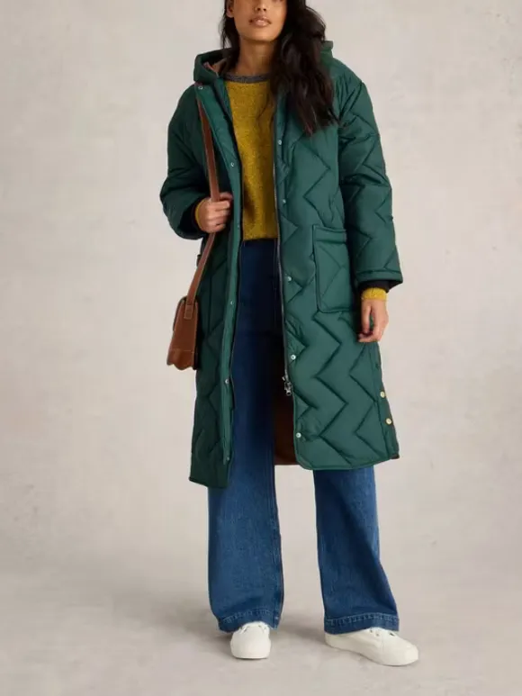 Sloane Quilted Coat In Dark Green