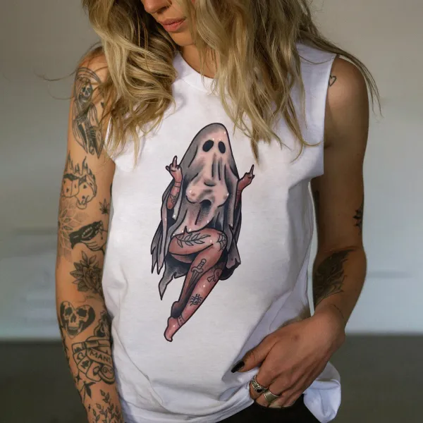 Naughty Sexy Ghost Print Women's Vest