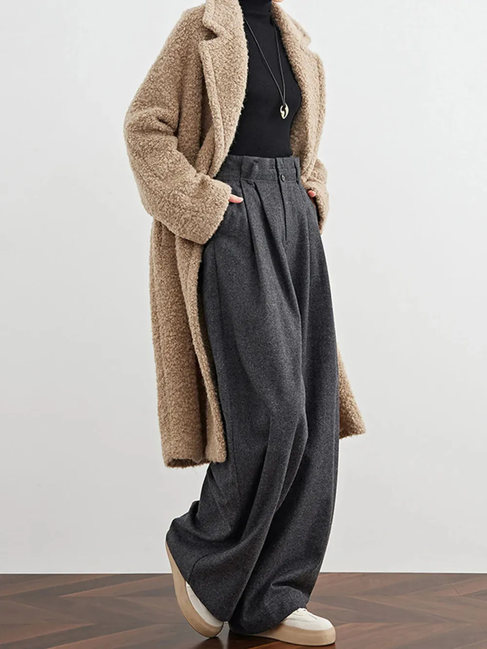 Plain High Waist Wide Leg Pants