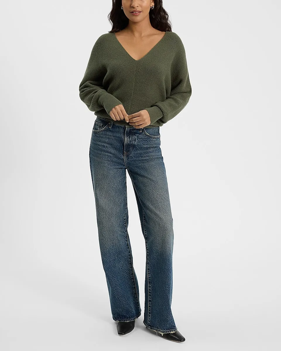 Ribbed V-Neck Banded Bottom SoHo Sweater