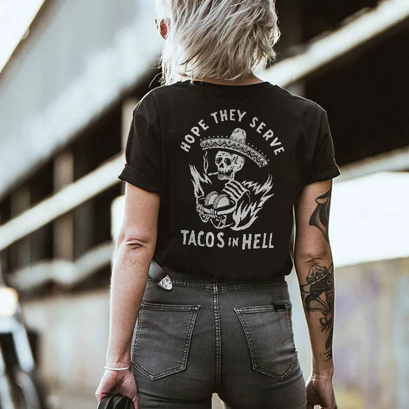 UPRANDY Hope They Serve Tacos In Hell Printed Black T-shirt