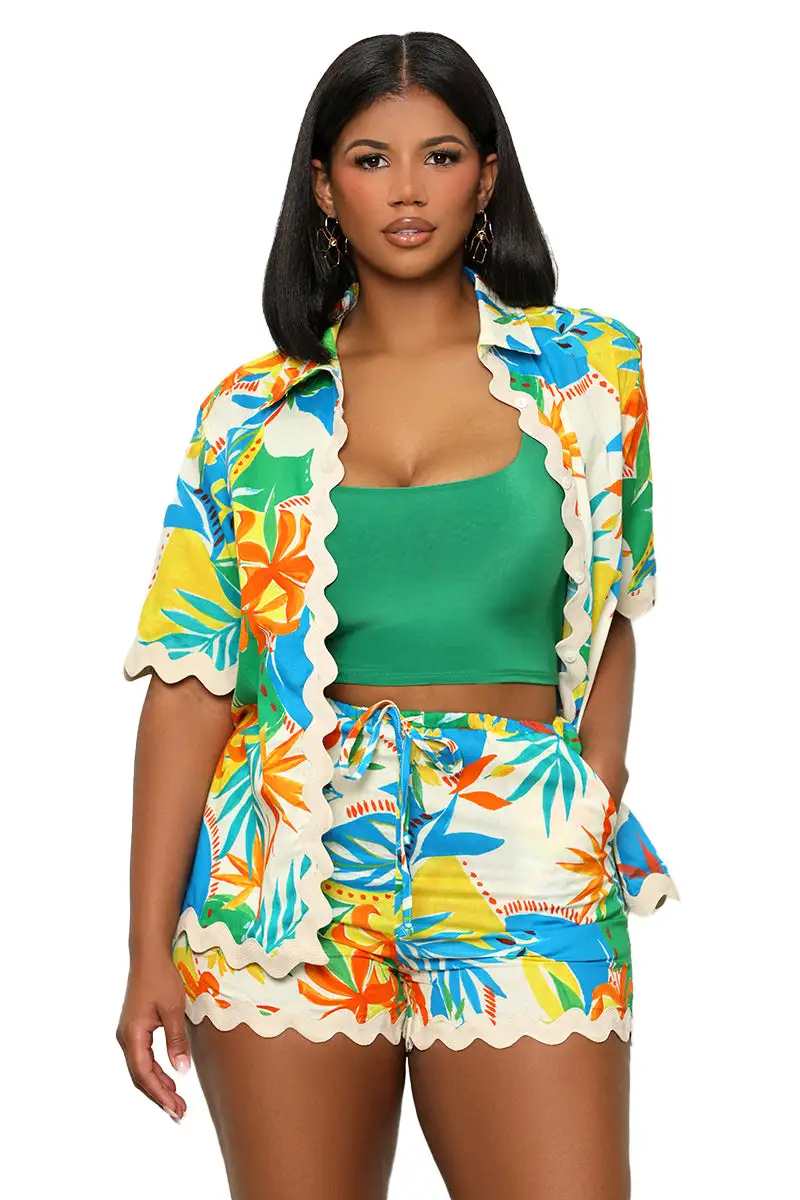 Sunshine Tropical Short Set (Yellow Multi)