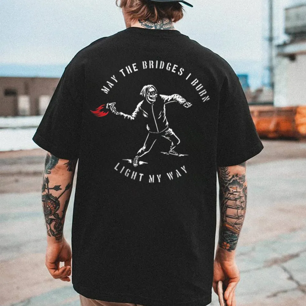 May The Bridges Skull Printed T-Shirt
