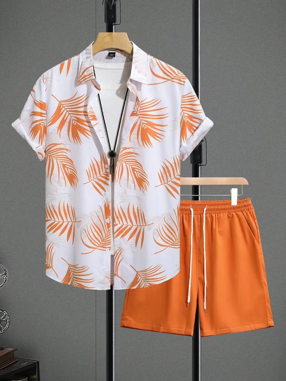 2pcs Men's Floral Print Shirt And  Pocket Shorts Set Men Summer Outfits