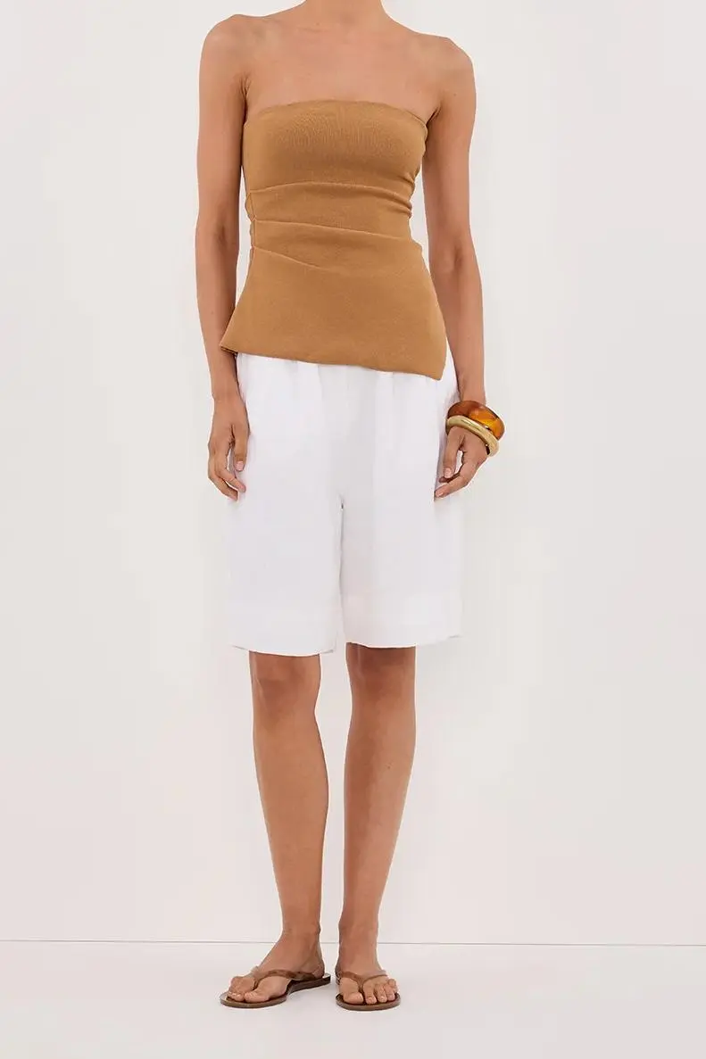 LUKE TAN BANDEAU KNIT TOP