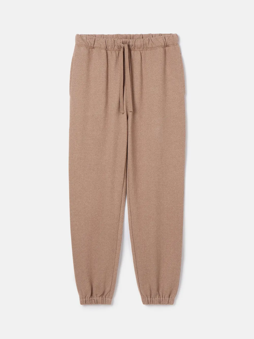 Brown Herringbone Jersey Slim Leg Joggers