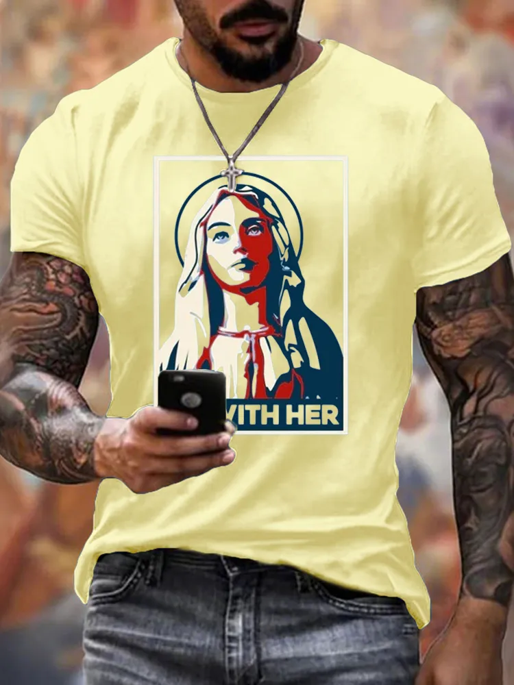 Men'S T-Shirt I'M With Her - Virgin Mary Adult T-Shirt Apostolic Gifts T-Shirt