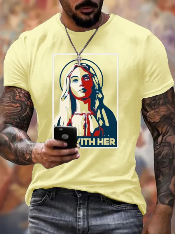 Men'S T-Shirt I'M With Her - Virgin Mary Adult T-Shirt Apostolic Gifts T-Shirt