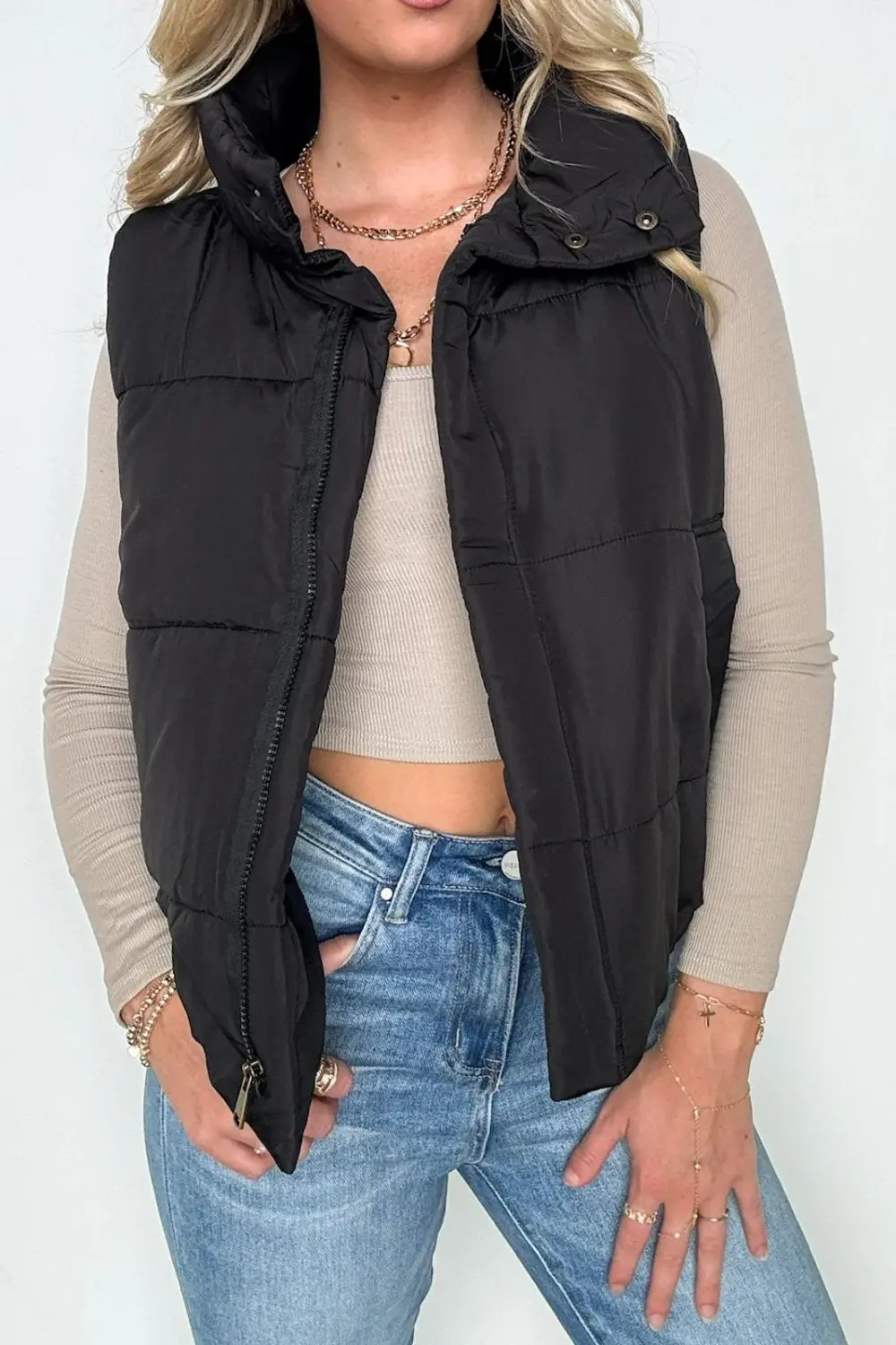 Zipper down vest jacket