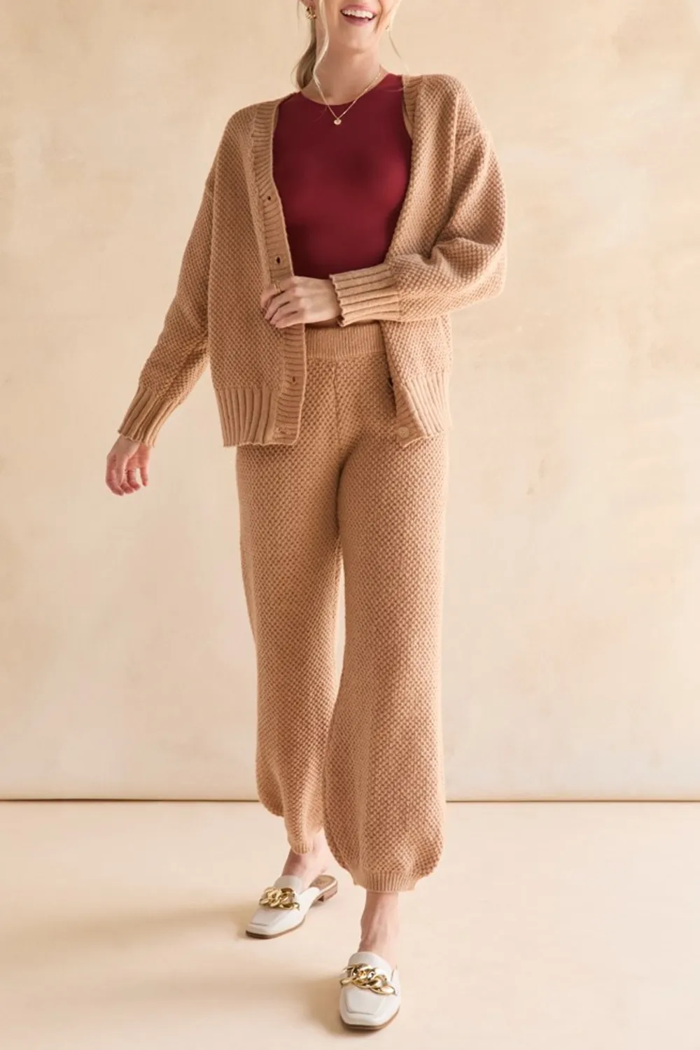 Iris Textured Cardigan Jogger Lounge Set