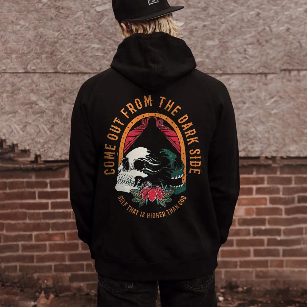 Come Out From The Dark Side Skull Print Men's Hoodie