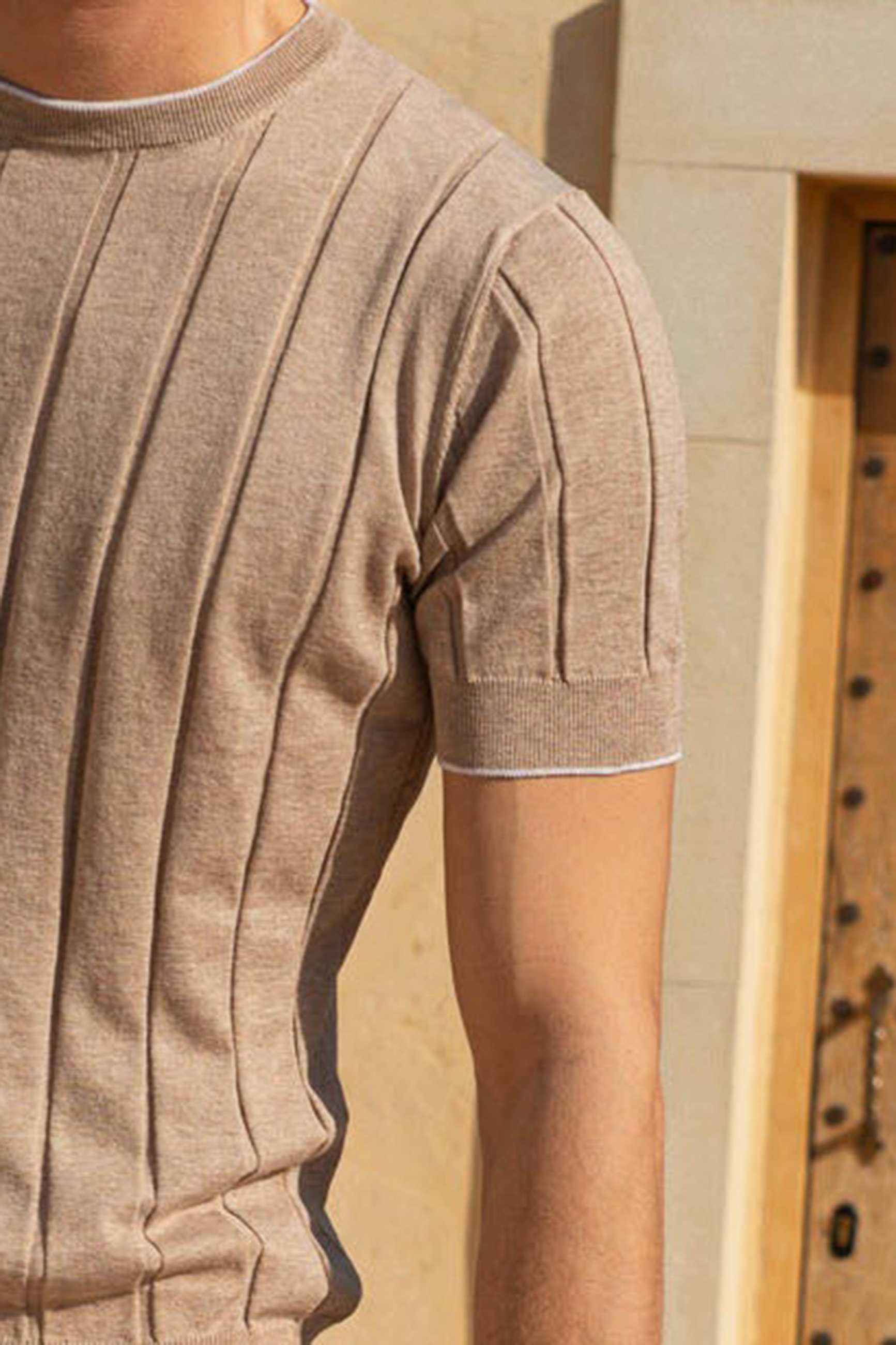 Taupe Ribbed T-Shirt