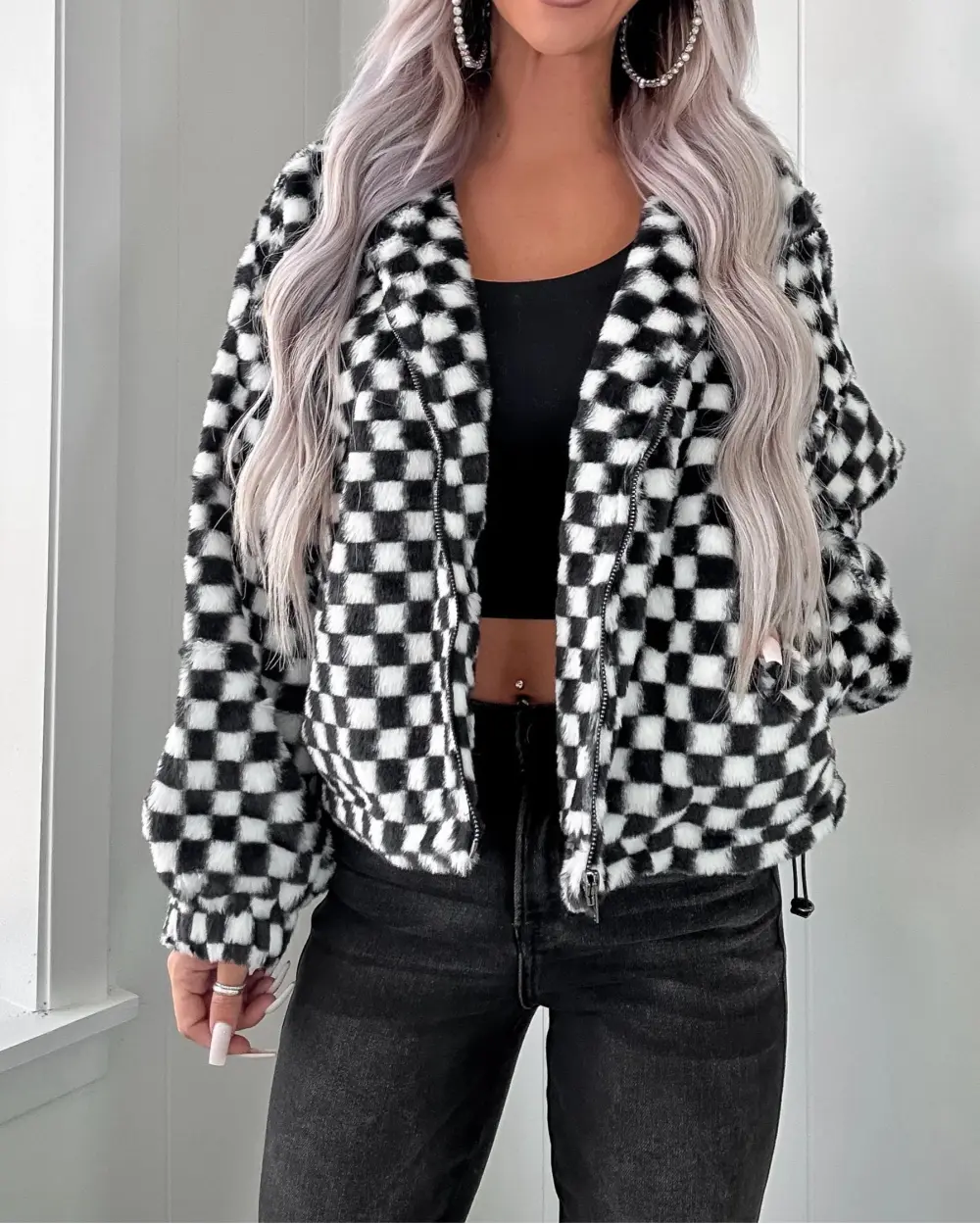 Modern Classic Checkered Jacket - Black