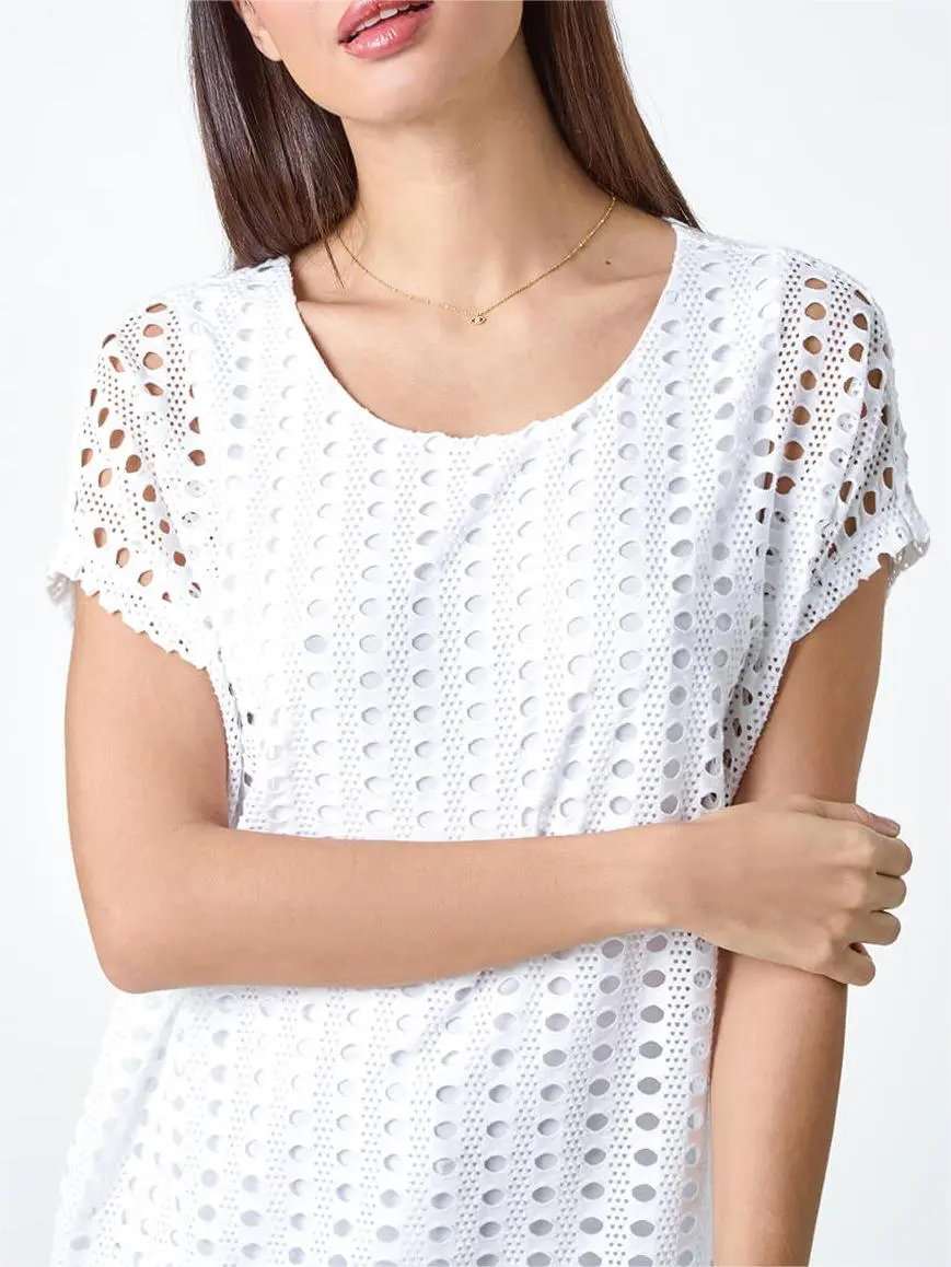 Ivory Cut Out Detail Stretch Top