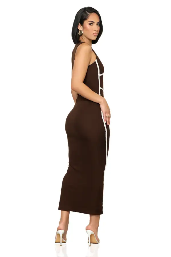 Draw The Line Ribbed Dress (Brown)