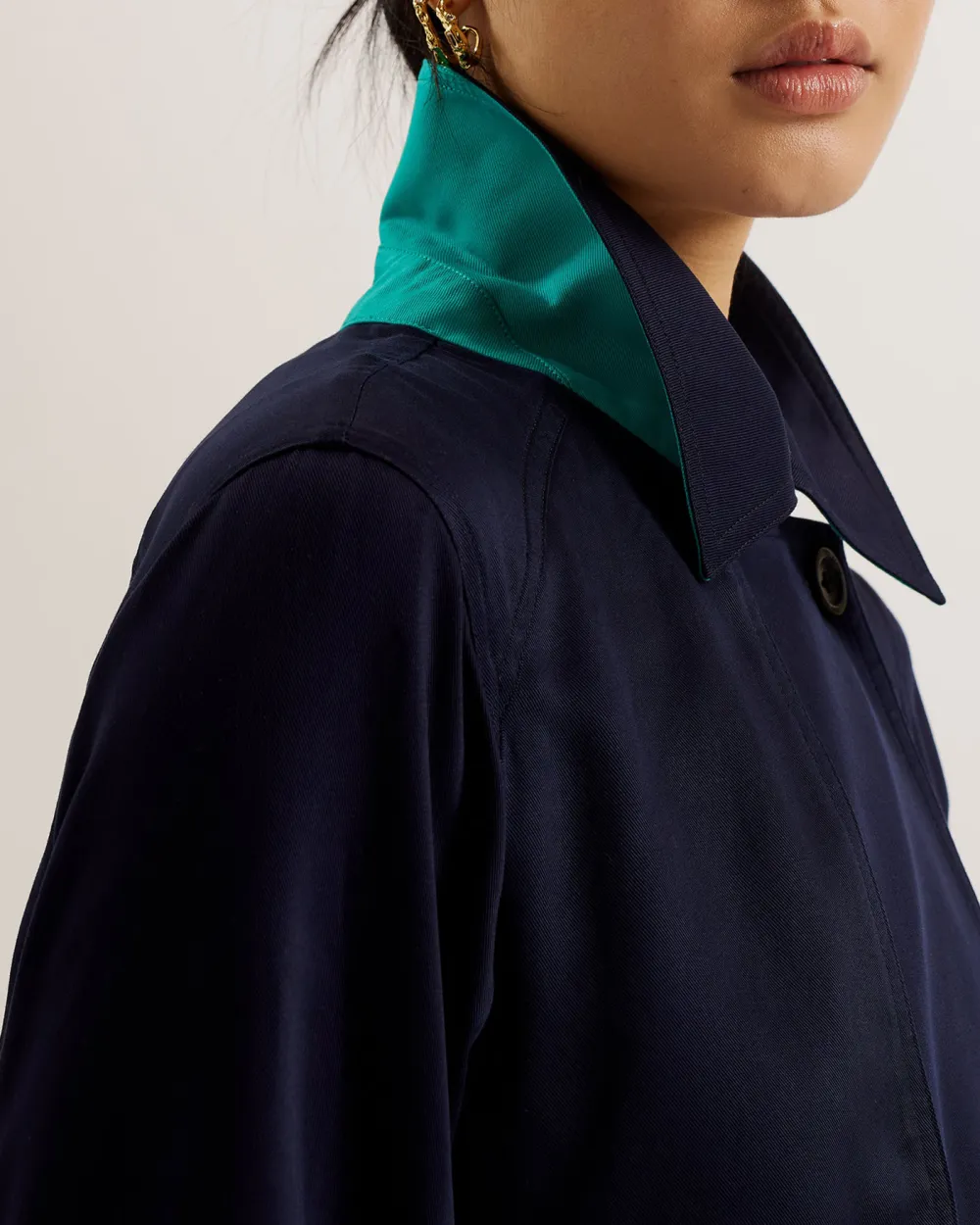 Biferno Colour Block Trench Coat Navy