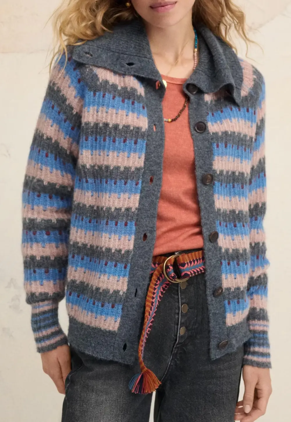 Patterned cardigan
Alpaca & merino wool blend