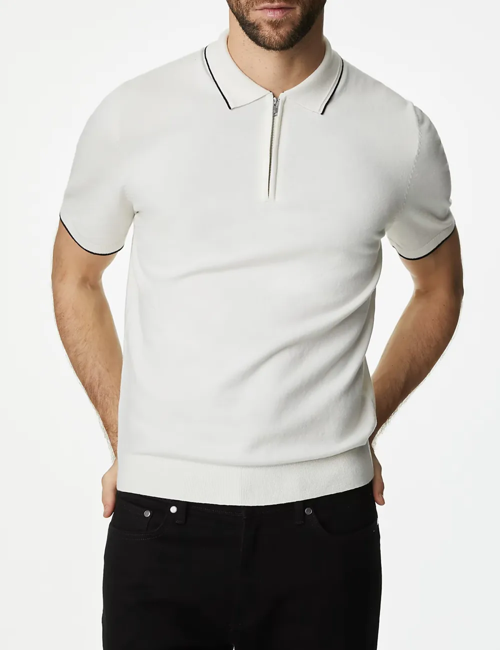 Cotton Rich Tipped Knitted Polo Shirt