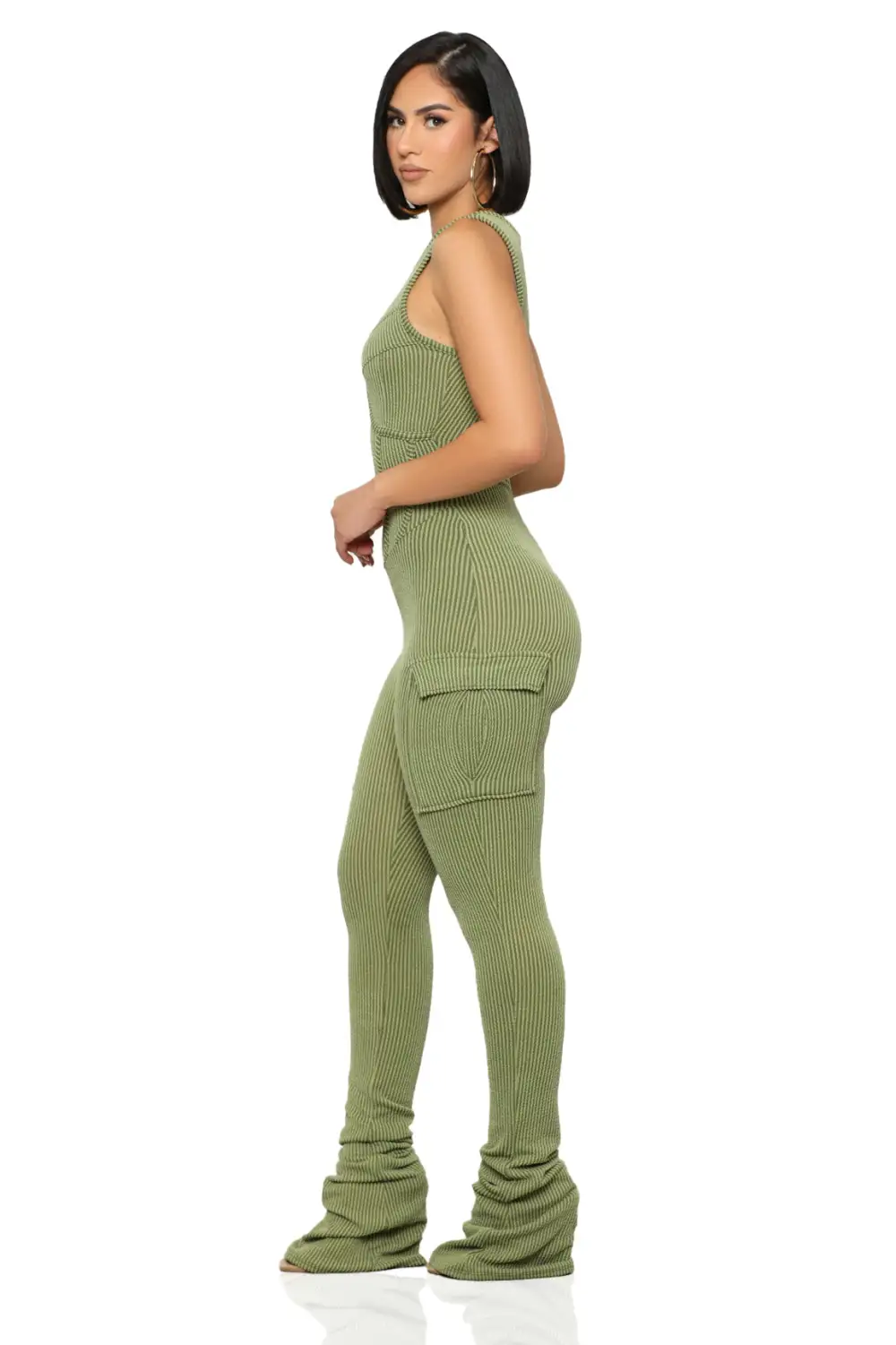 On The Go Ribbed Jumpsuit (Olive)- FINAL SALE