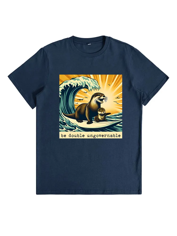 Be Double Ungovernable 841 Surfing Otter With Baby T-Shirt