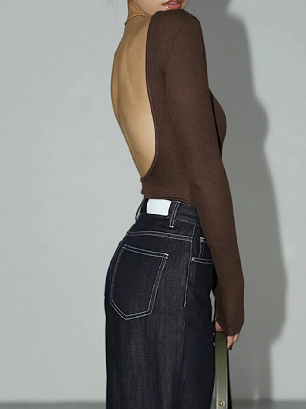 Ribbed Boat Neck Long Sleeve Bodysuit