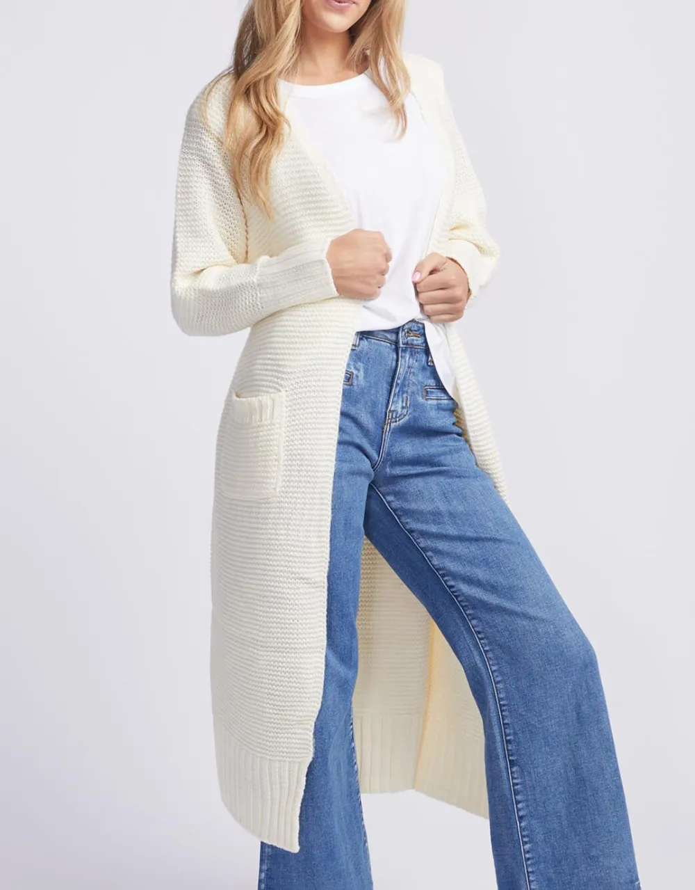 Long Sleeve Belted Cardigan - Birch