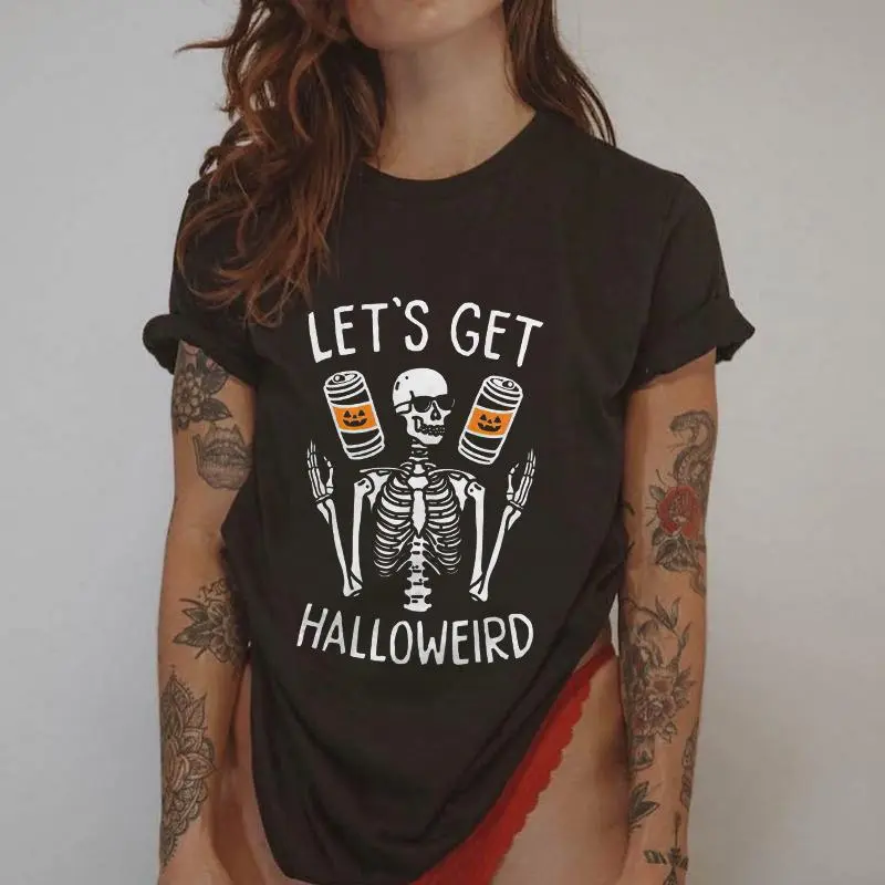 Let's Get Halloweird Printed Skeleton T-shirt