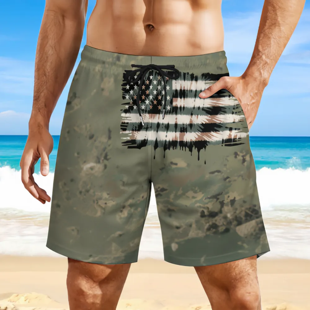 Art Style Gray Tone Flag Camouflage Style Sports Board Shorts
