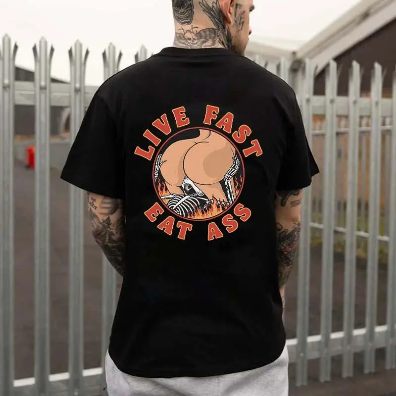 Live Fast Eat Ass Printed Men's T-shirt