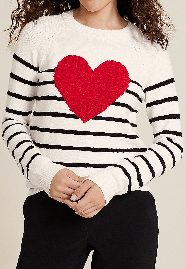 Heart Striped Sweater