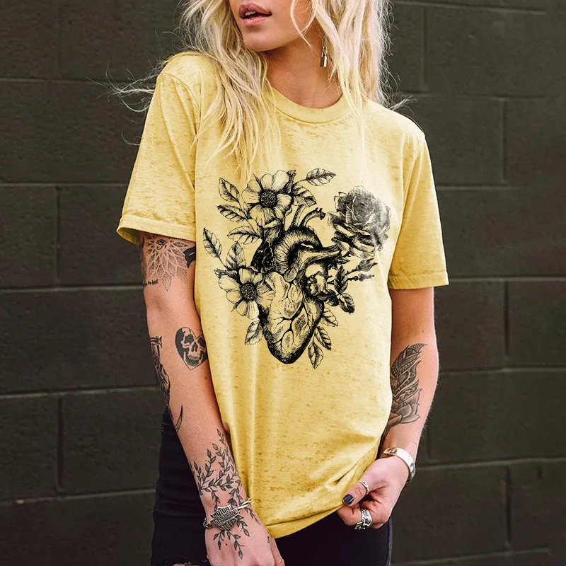 Heart Rose Print Women's T-shirt