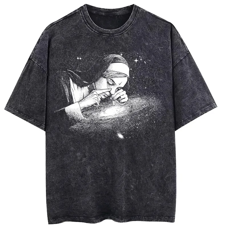Evil Nun Printed Oversize Washed T-Shirt