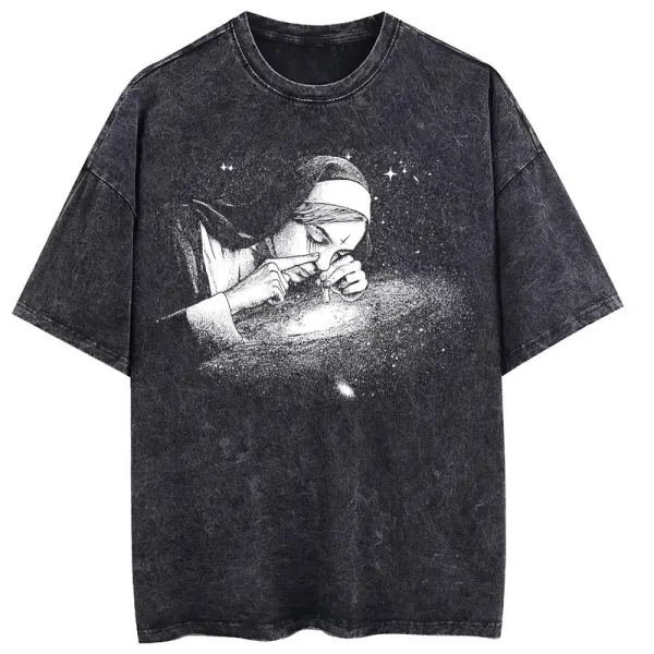 Evil Nun Printed Oversize Washed T-Shirt