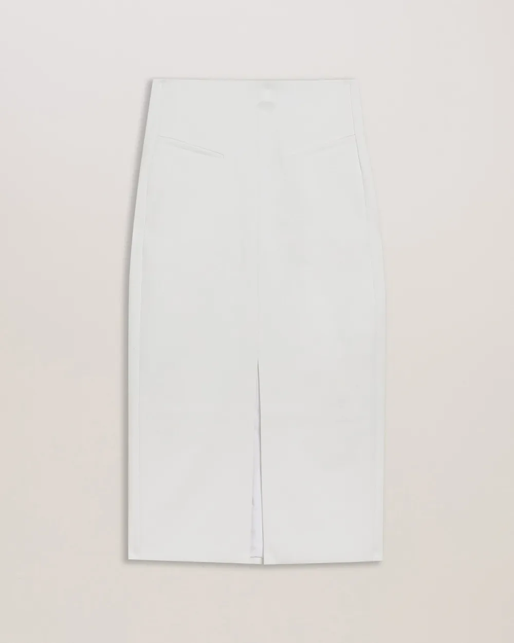 Manabus Tailored Midi Pencil Skirt With Front Split White