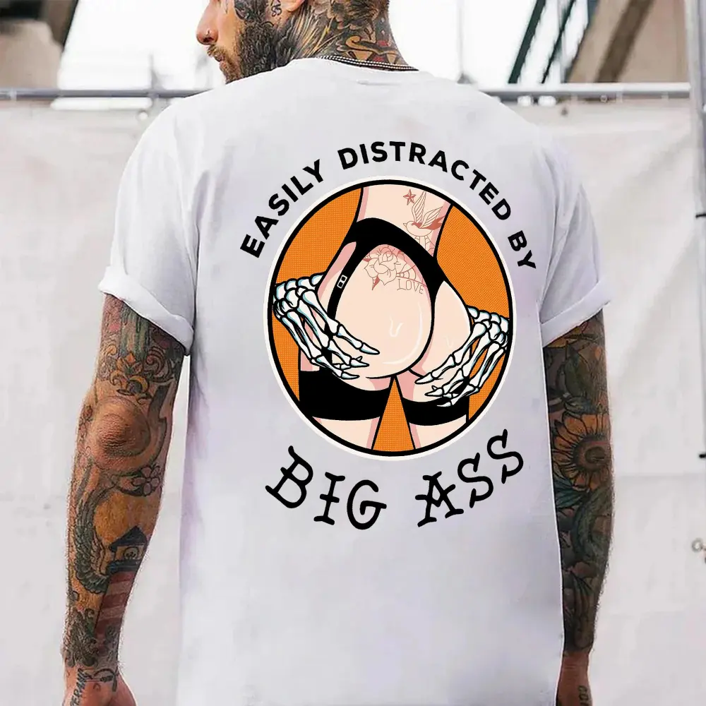 Easily Distracted By Big Ass Printed Long Sleeve T-shirt