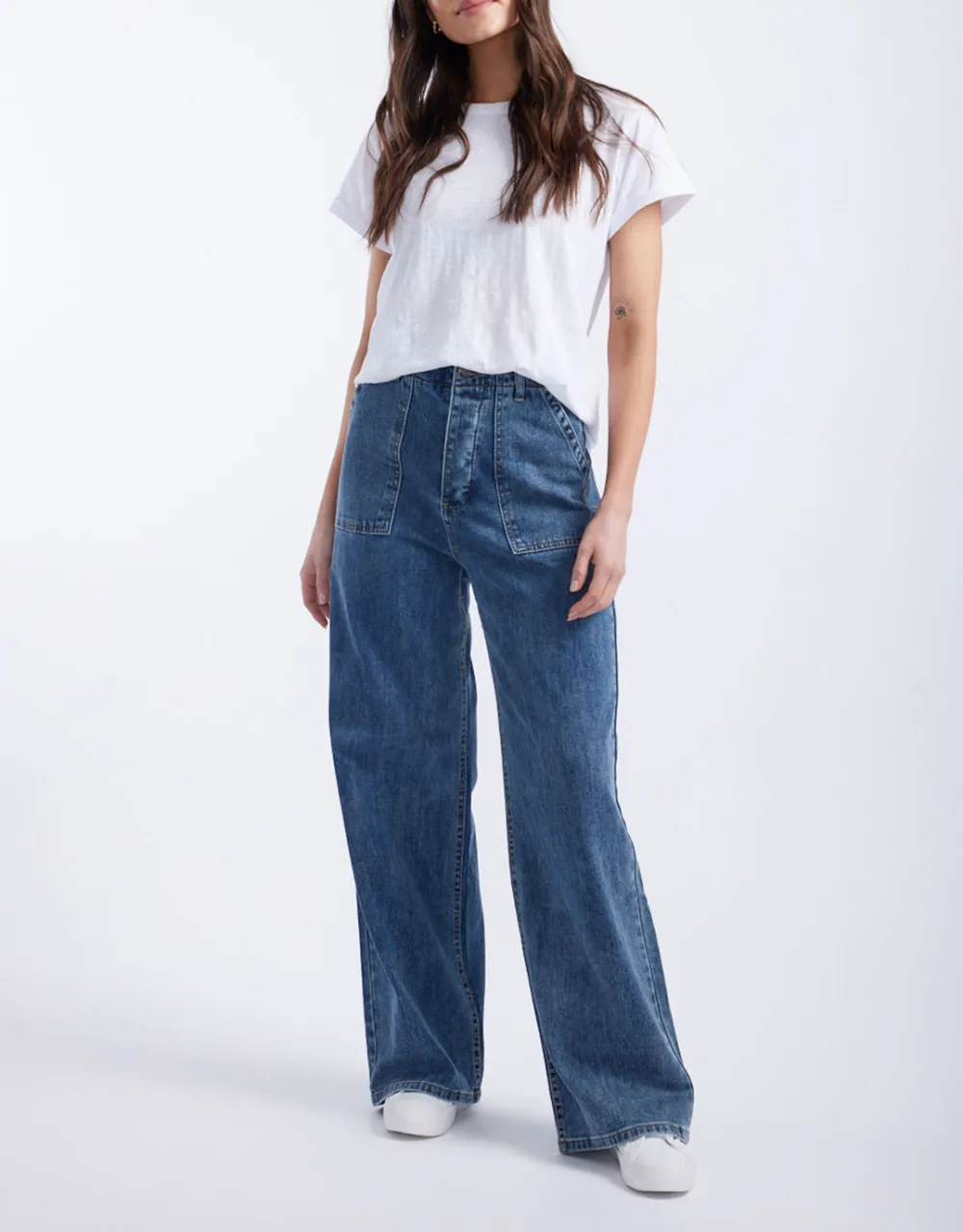 Frankie Wide Leg Jeans - Mid Wash