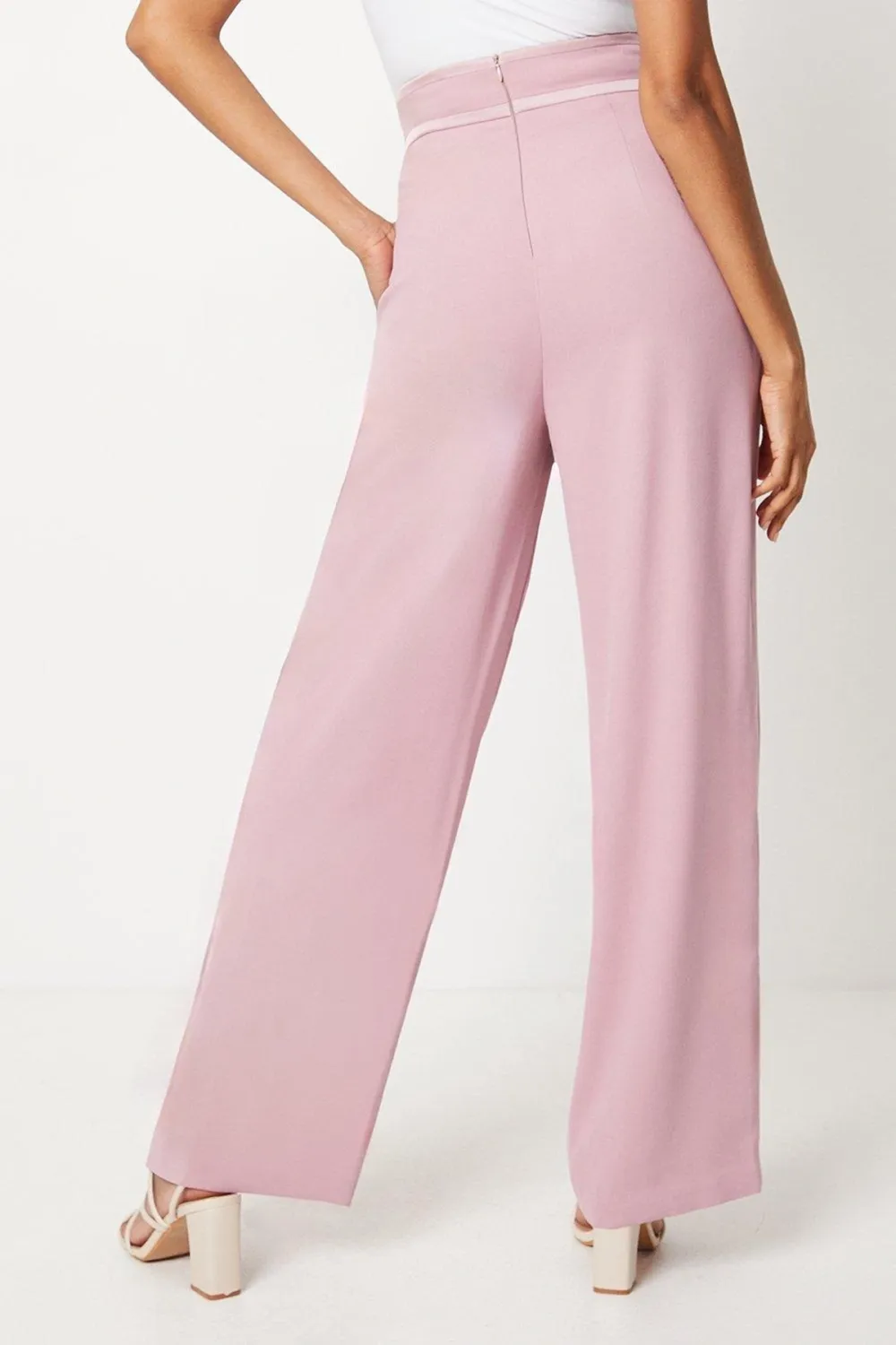 Satin Trim Drape Trousers