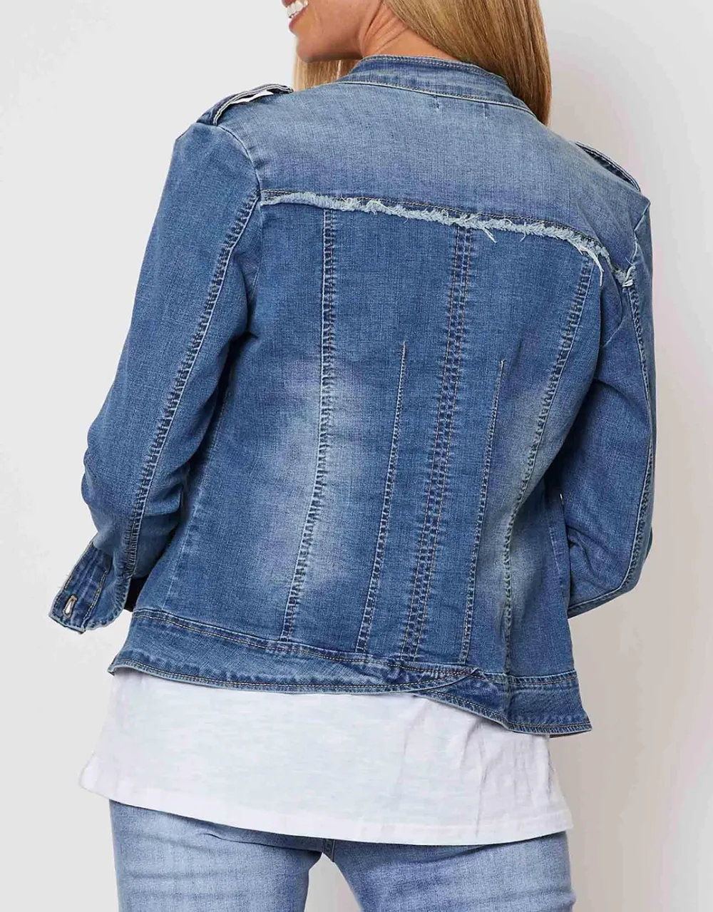 Military Denim Jacket - Denim