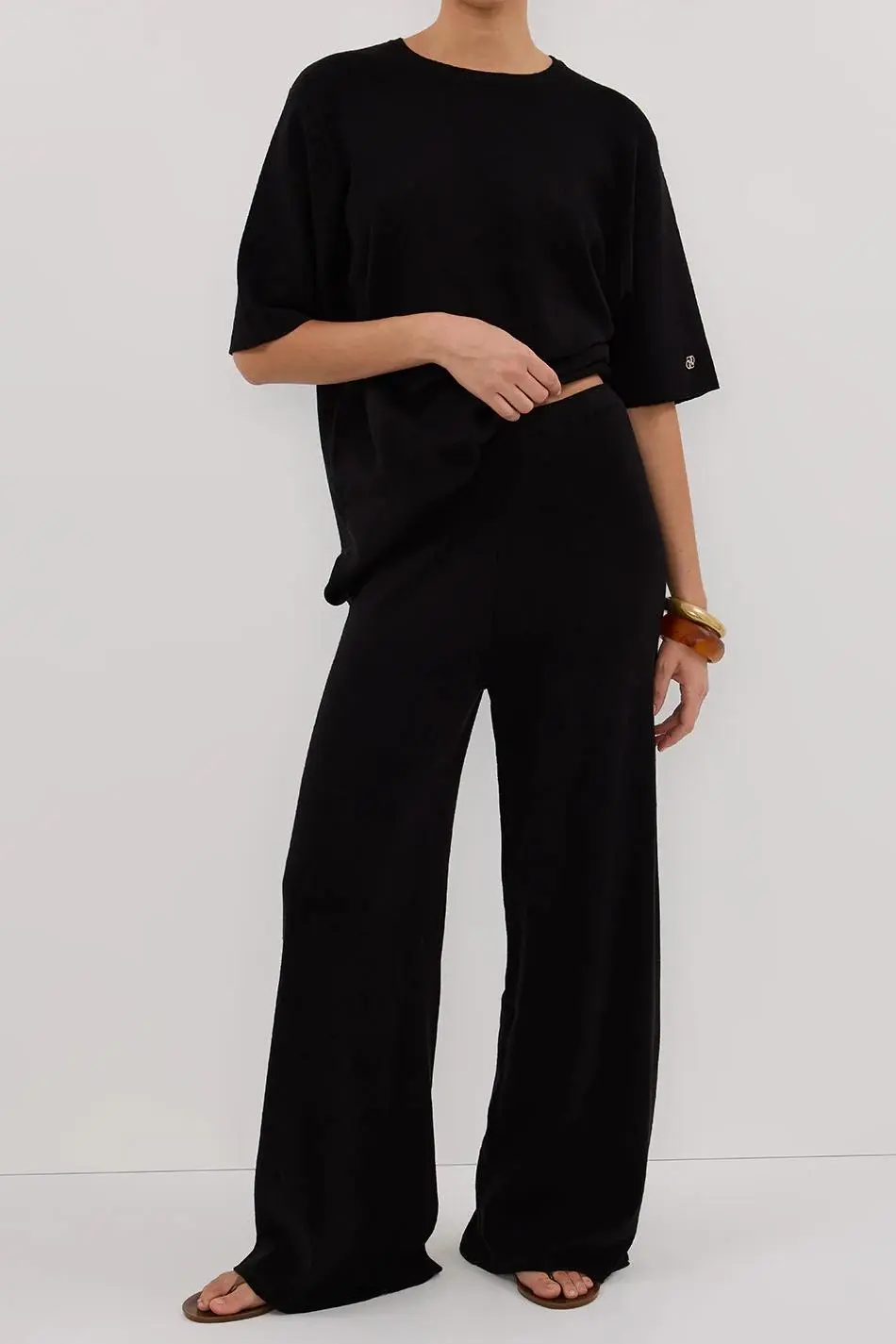 OLIVIA BLACK WIDE LEG KNIT PANT